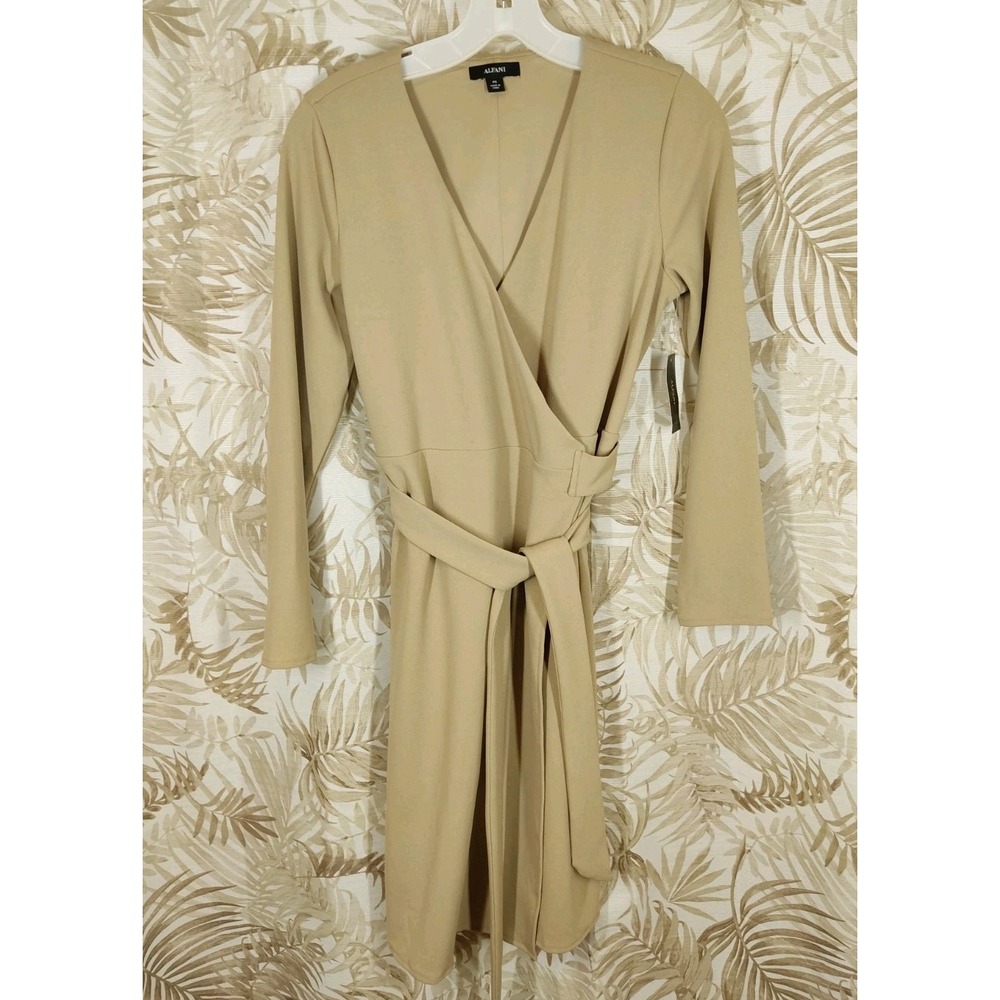 Alfani Belted Wrap Dress Size PS Fresh Almond Color/Beige‎